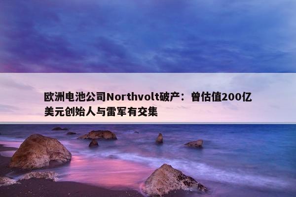 欧洲电池公司Northvolt破产：曾估值200亿美元创始人与雷军有交集