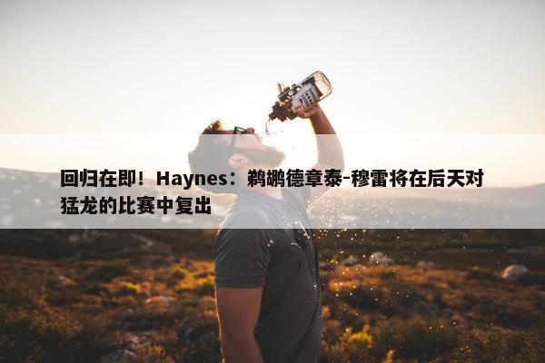 回归在即！Haynes：鹈鹕德章泰-穆雷将在后天对猛龙的比赛中复出