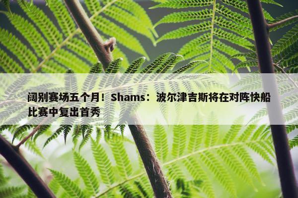 阔别赛场五个月！Shams：波尔津吉斯将在对阵快船比赛中复出首秀