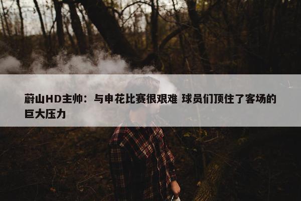 蔚山HD主帅：与申花比赛很艰难 球员们顶住了客场的巨大压力