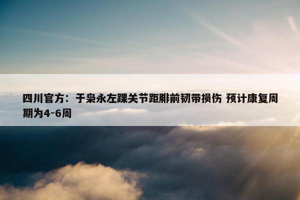 四川官方：于枭永左踝关节距腓前韧带损伤 预计康复周期为4-6周