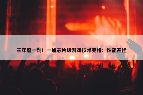 三年磨一剑！一加芯片级游戏技术亮相：性能开挂